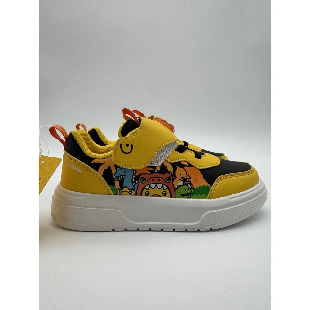 Pokemon Kids Sneakers Yellow Black Size 11C Hook Loop Dinosaur Shoes New‎